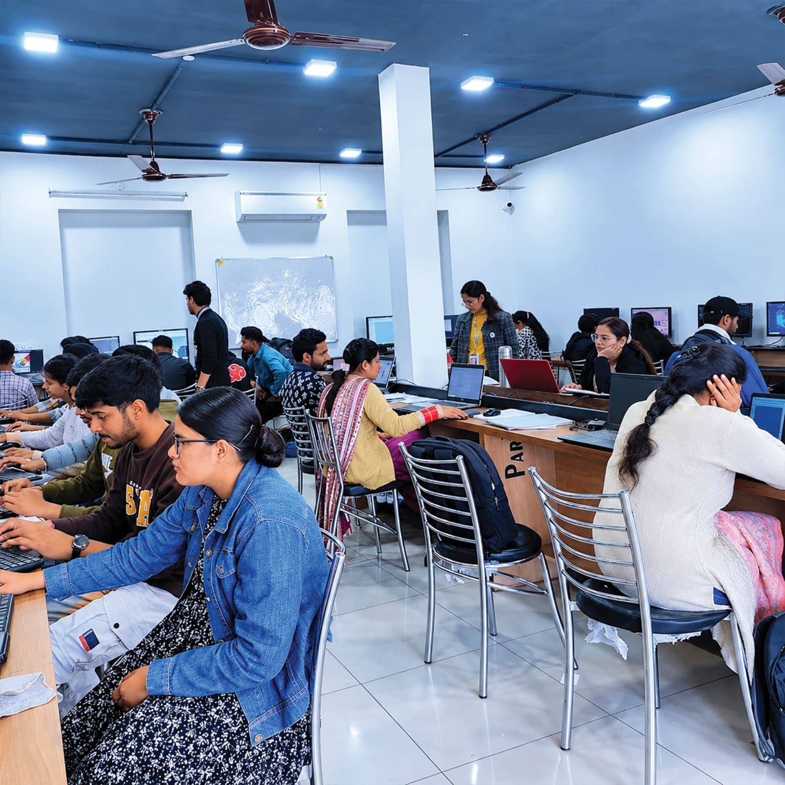 Students at work in a TechCADD computer lab