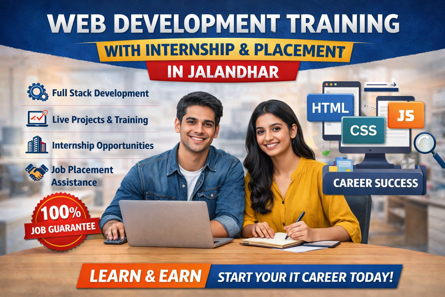 web development training with internship and placement in Jalandhar